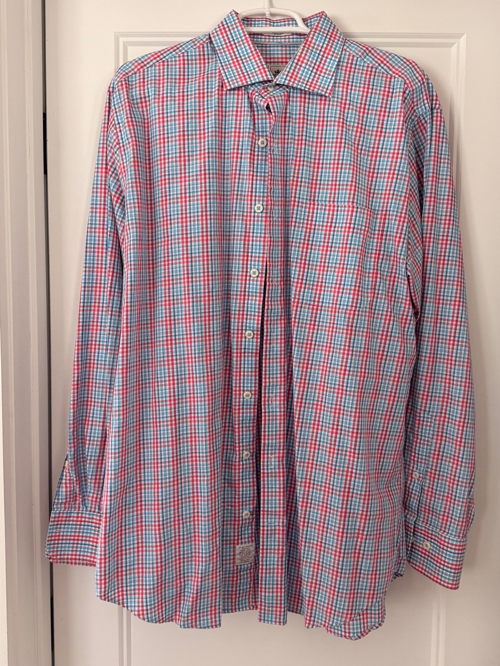 Peter Millar Men's Plaid Dress Shirt - Blue & Red